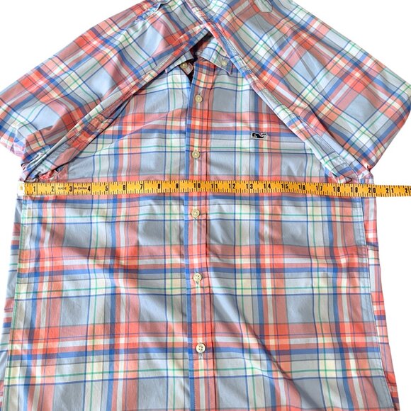 Vineyard Vines Performance Button Down Whale Shirt Mens S Plaid Preppy Coastal - Picture 7 of 8